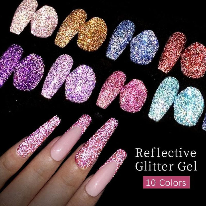 7.5ml UR SUGAR Reflective Glitter Gel Pink Sequins Gel Nail Polish Bennys Beauty World