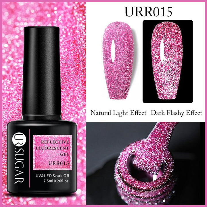 7.5ml UR SUGAR Reflective Glitter Gel Pink Sequins Gel Nail Polish Bennys Beauty World