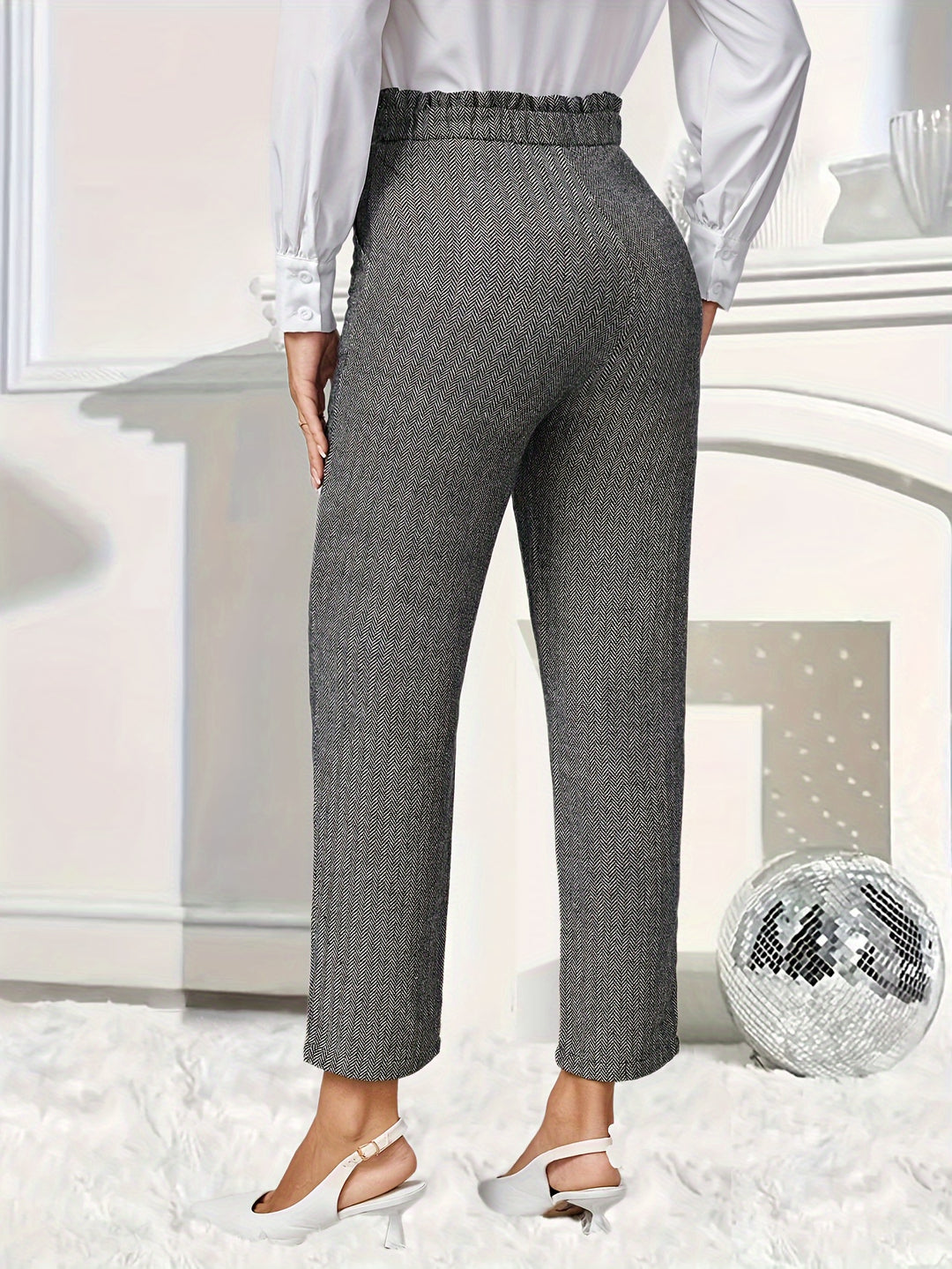 Chic High-Waist Slant Pocket Slim Pants with Button Front for Spring & Summer-Bennys Beauty World