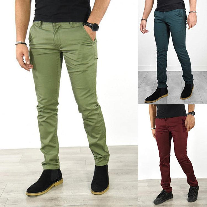 Solid Color Men's New Casual Trousers-Pant-Bennys Beauty World