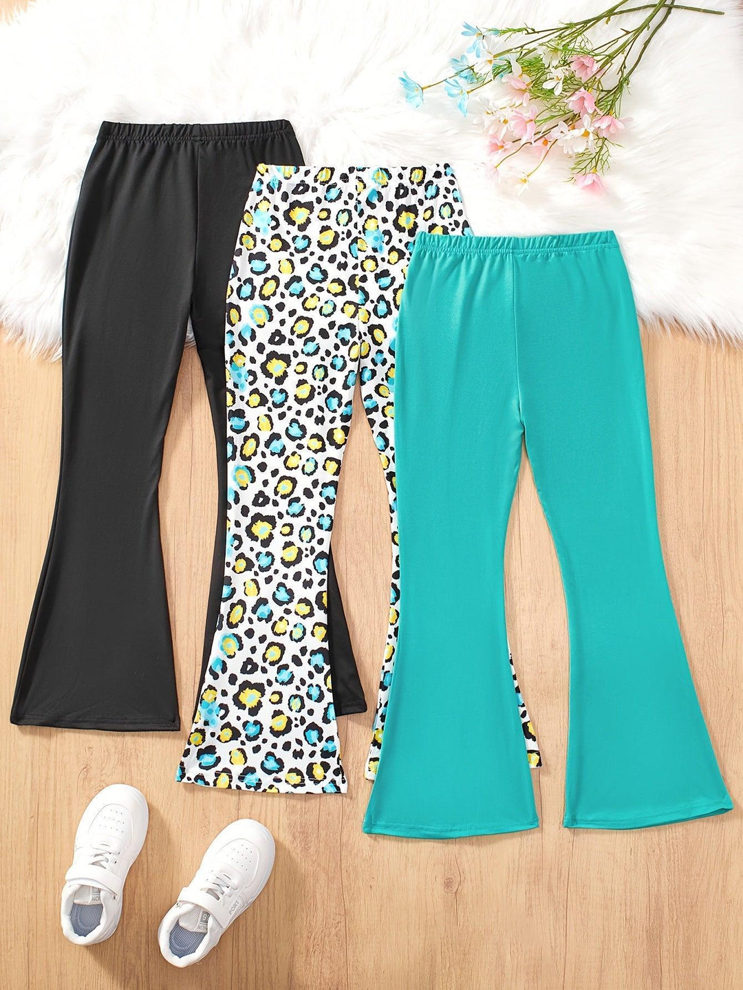3pcs Girls' Comfortable Flared Pants-pants-Bennys Beauty World