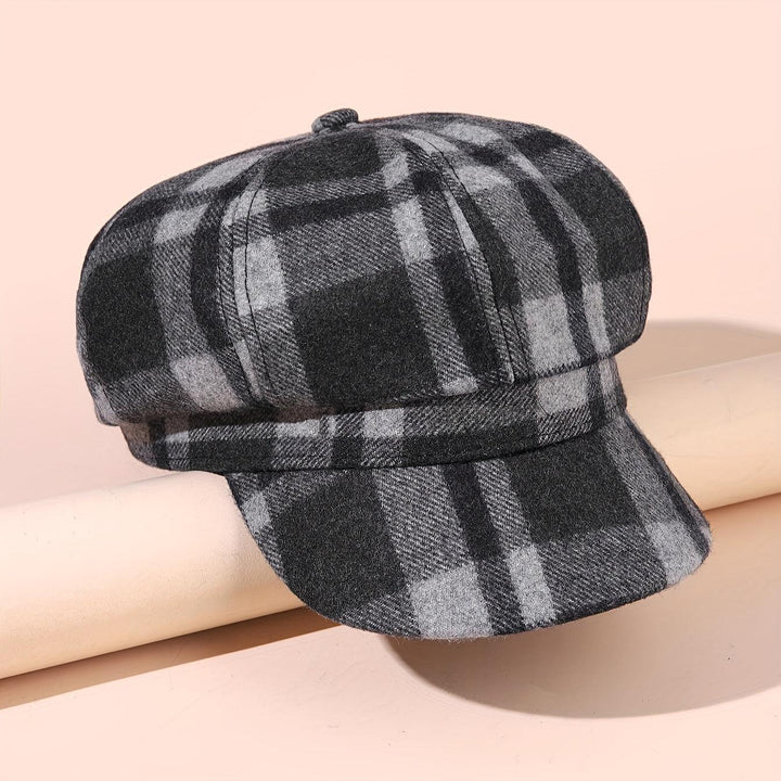 Classic British Style Vintage Plaid Newsboy Hat for Women - Warm Octagonal Beret for Autumn & Winter-Bennys Beauty World