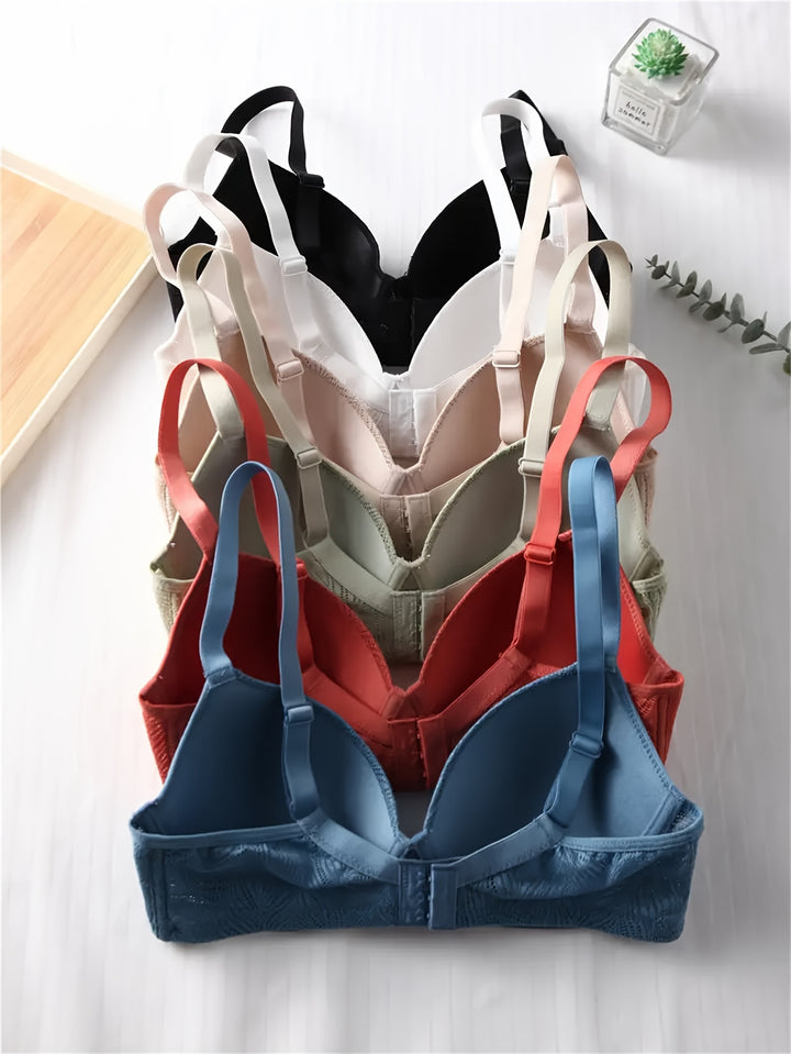 6-Pack Mature Style Solid Color Push Up Bras