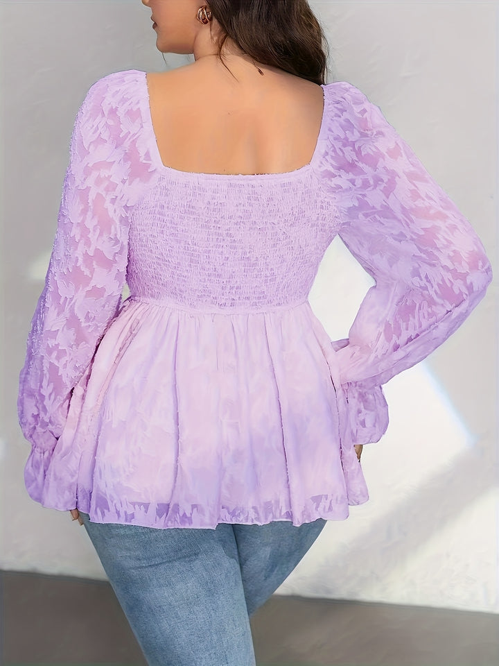 Elegant Long-Sleeve Blouse For Women With Lace Design