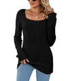 Square Collar Casual Long Sleeve Women-blouse-Bennys Beauty World