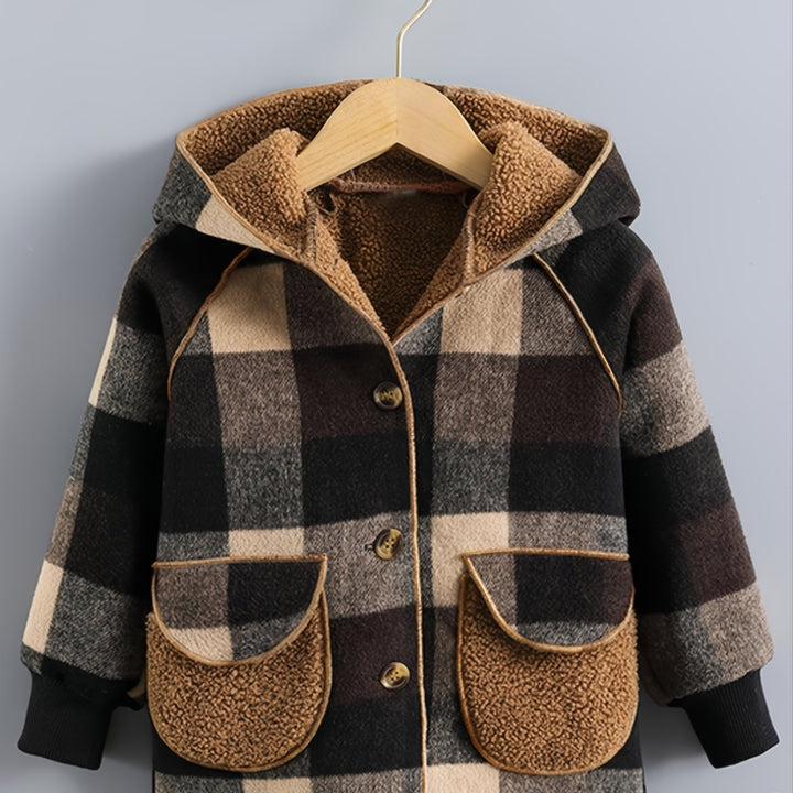 Boys' Long Sleeve Plaid Fleece-Lined Jacket