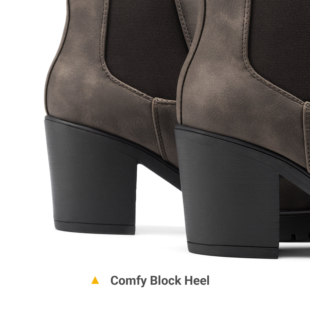 Chunky Heel Booties for Women | Slip-On, High Heel