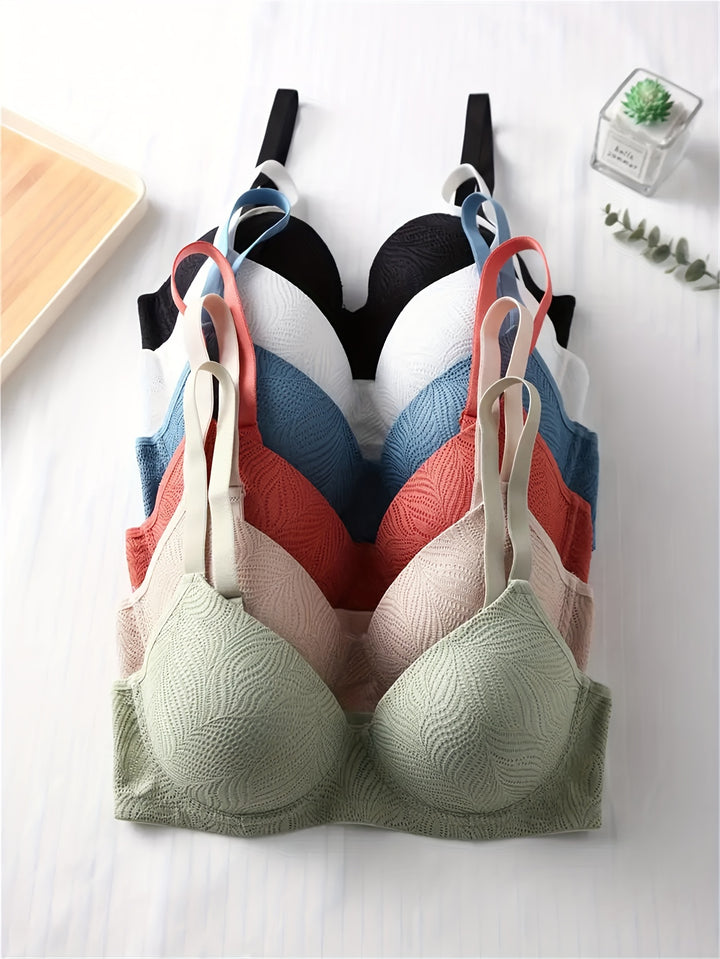 6-Pack Mature Style Solid Color Push Up Bras