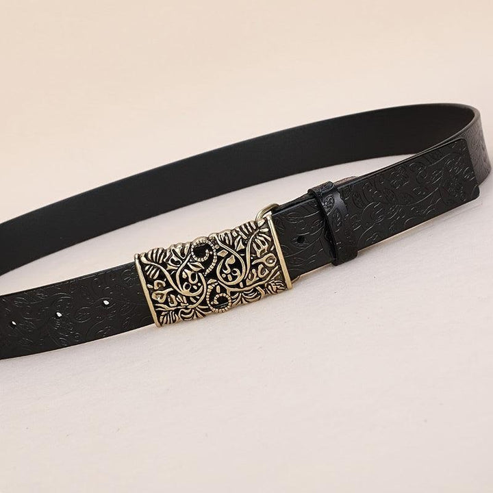 Vintage Embossed Leather Belt for Women's Jeans and Pants-Bennys Beauty World