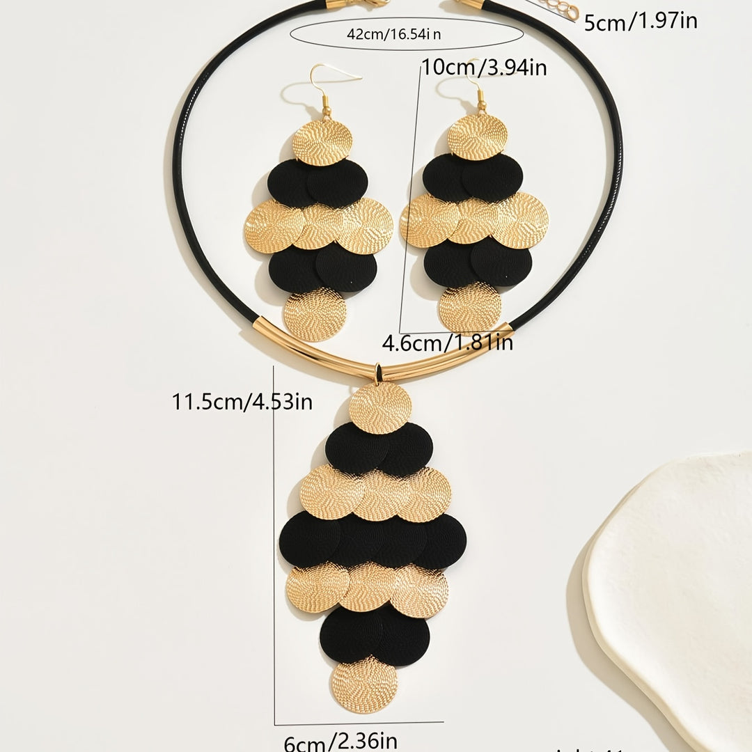 A Stylish Three-Piece Set of Earrings And a Necklace