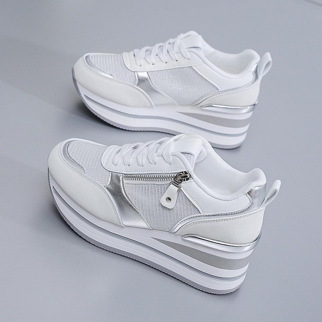 Women's Thick-Soled Elevated Lace-up Sports Shoes