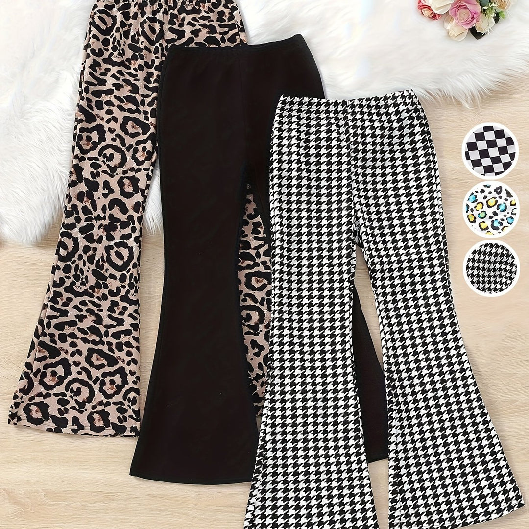 3pcs Girls' Comfortable Flared Pants-pants-Bennys Beauty World