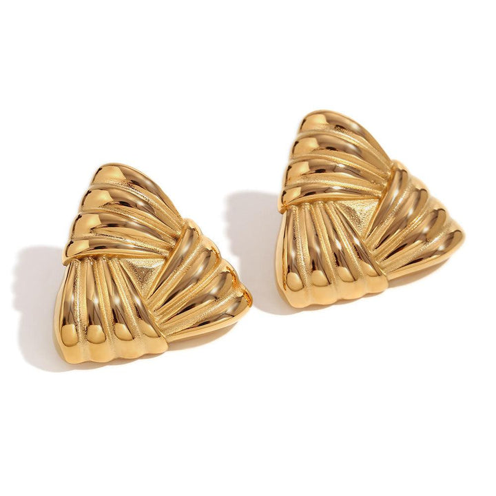 18K Gold Plated Triangular Stud Earring For Women-earrings-Bennys Beauty World