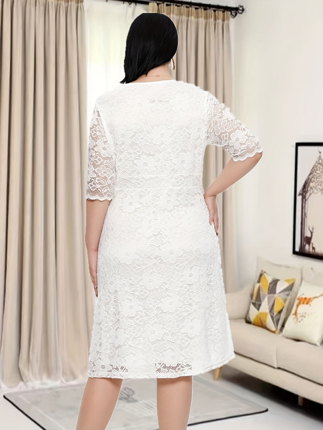 Elegant V-neck Half Sleeve Dress For Party & Banquet