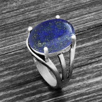 8 Colors Vintage Oval  Antique Silver Plated Natural Stone Rings Bennys Beauty World