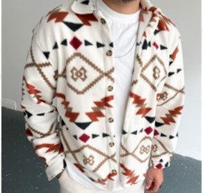 Retro Ethnic Print Men's Casual Shirt Jacket-Shirts-Bennys Beauty World