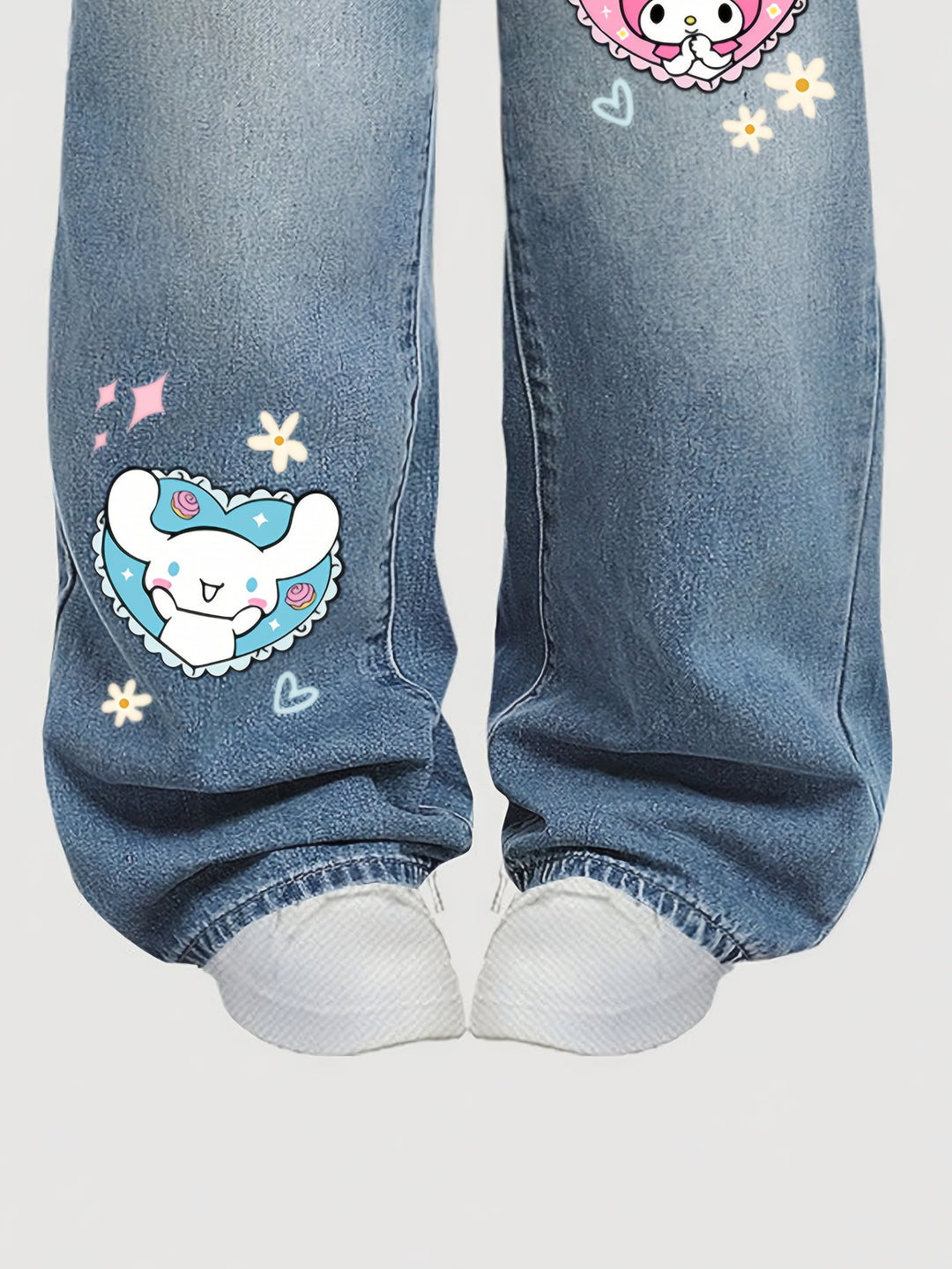 Cute Cartoon Print Jeans | Loose Straight-Leg Fit with Tailored Legs