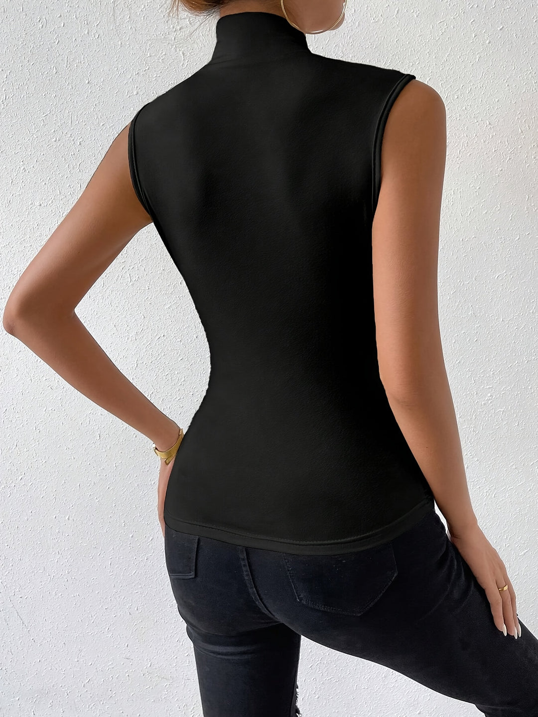 Surplice Neck Ruched Tank Top, Elegant Slim Sleeveless Top For Summer & Spring, Women's Clothing-Bennys Beauty World