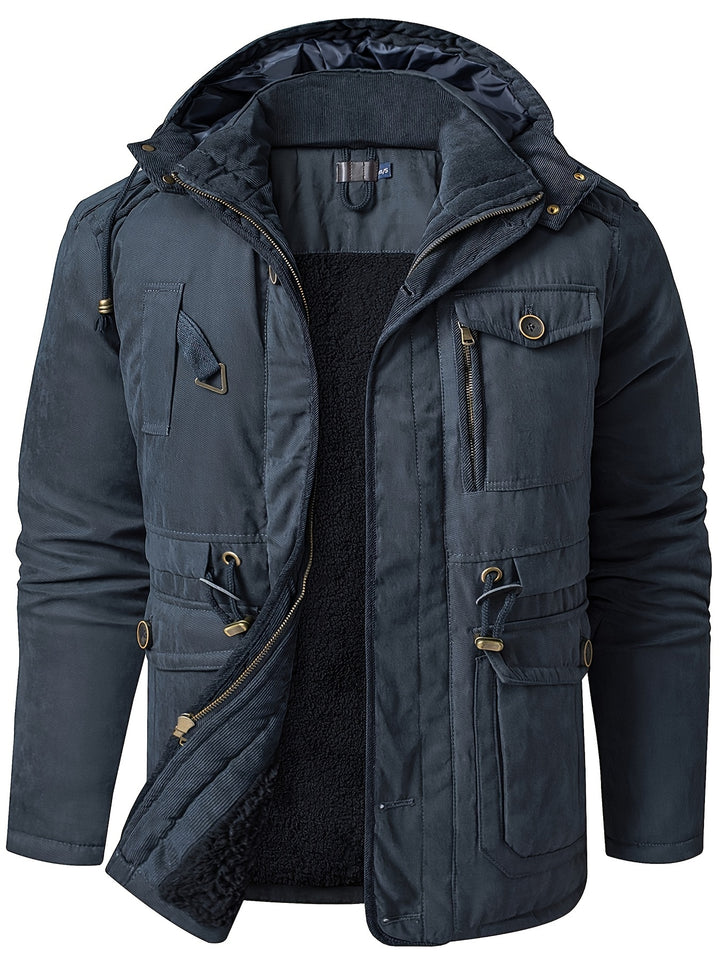 Men's Warm Thick Hooded Winter Cargo Jacket-Jacket-Bennys Beauty World