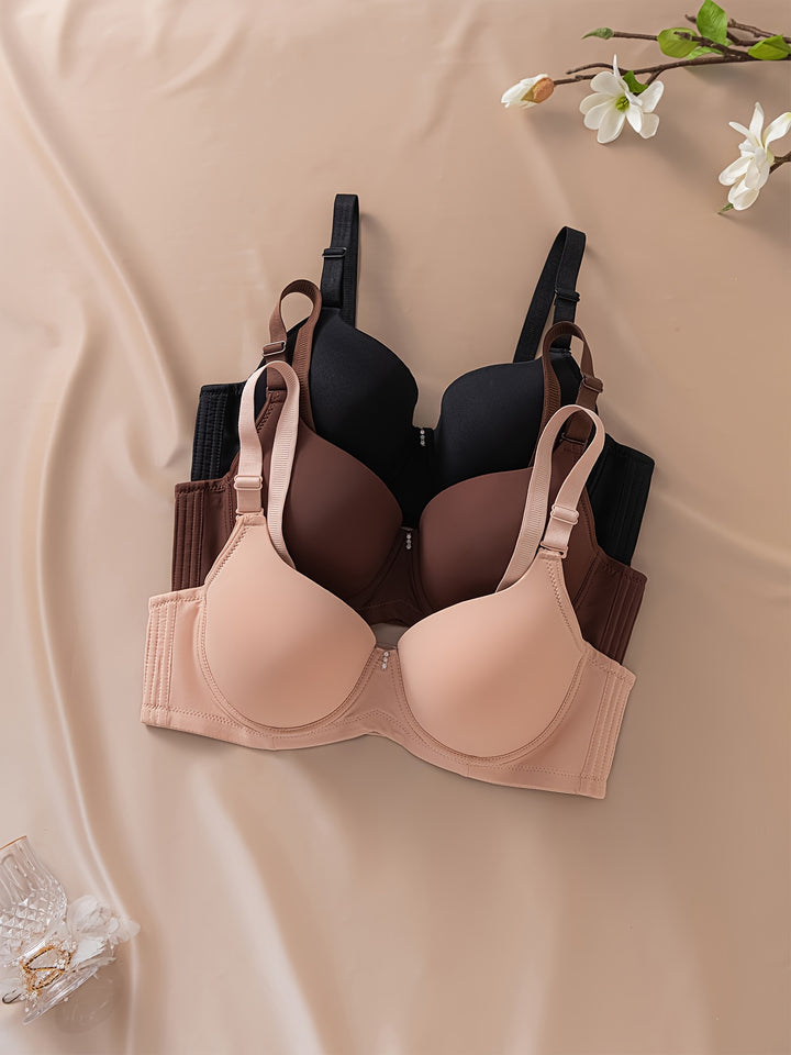 3pcs Pack Large Size Matte Women's Bra