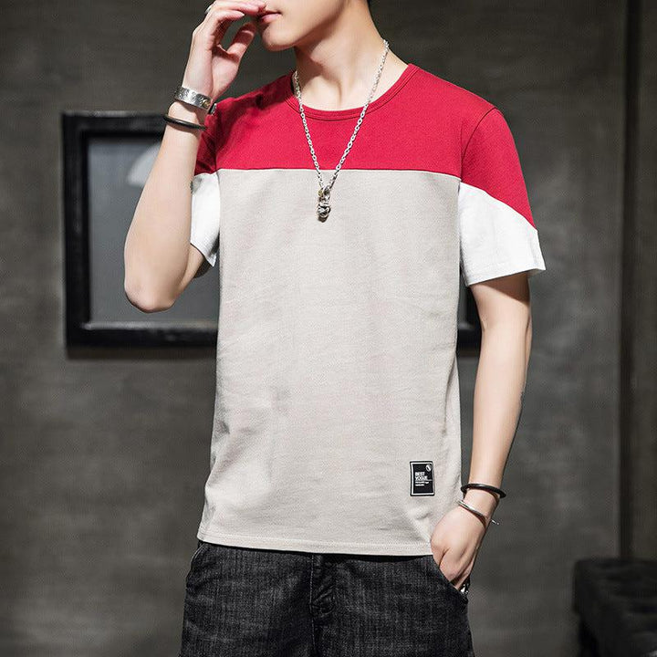 Men's stitching loose casual T-shirt-Shirts-Bennys Beauty World