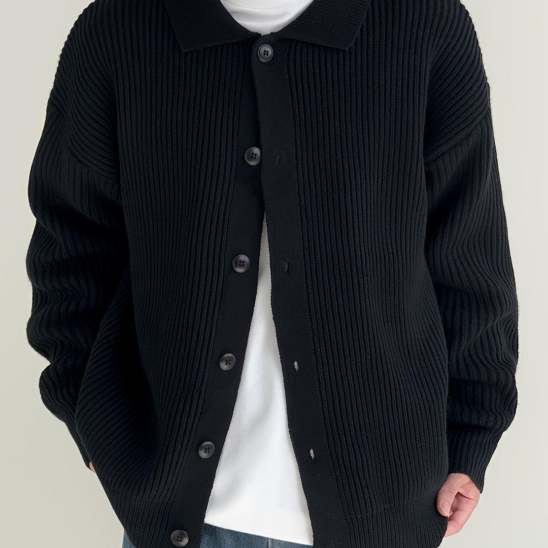 Men's Solid Striped Loose Knitted Cardigan-Bennys Beauty World