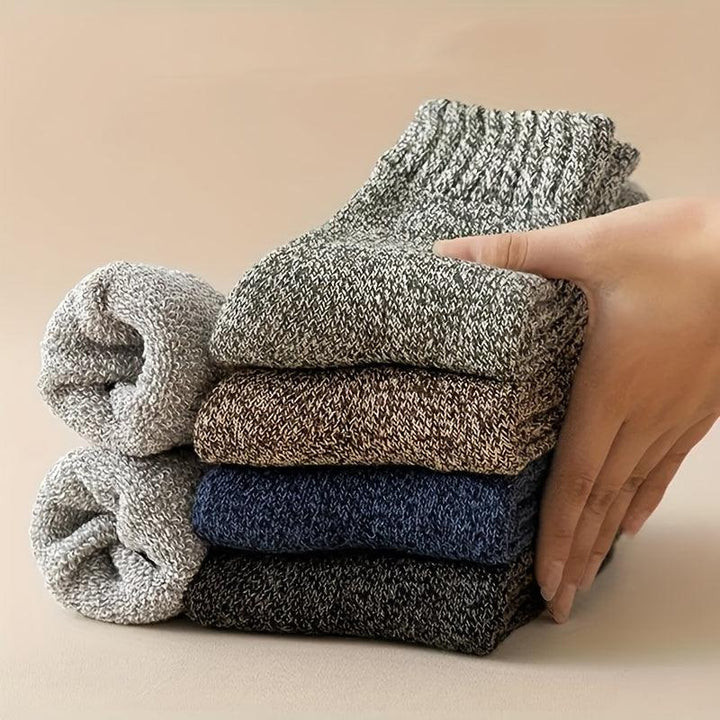 5 Pair Of Men's Trendy Warm Thermal Crew Socks-Bennys Beauty World