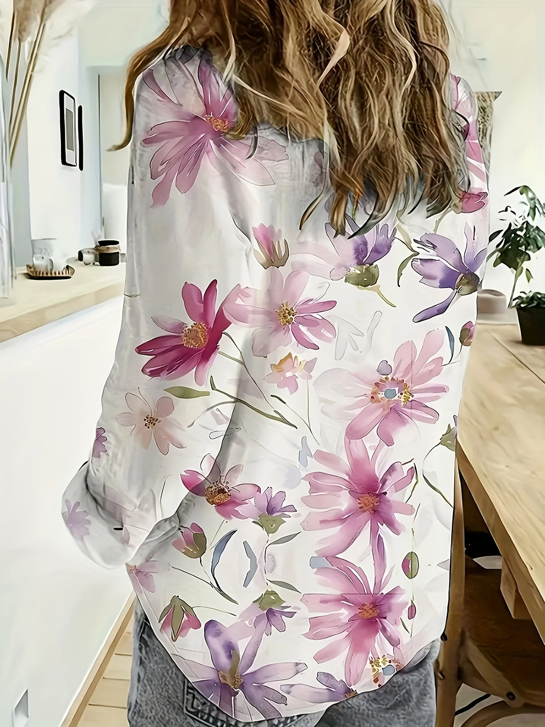 Women's Lightweight Floral Print Blouse-Bennys Beauty World