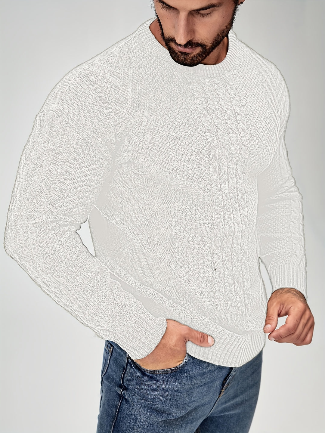Men's Warm Casual Sweater Fashion Knit Crew Neck Pullover