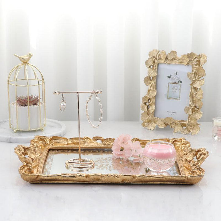 Golden Colour Mirror Decor Tray