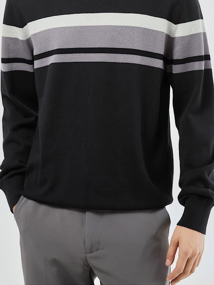 Men's Striped Knitted Pullover Sweater-Sweater-Bennys Beauty World