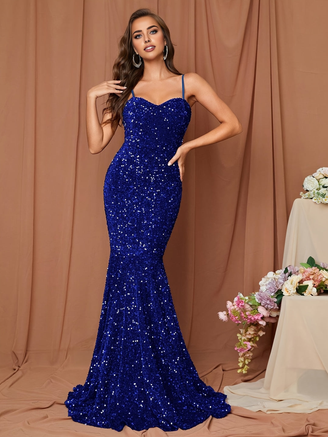 Women's Elegant Sequin Mermaid Wedding Dress