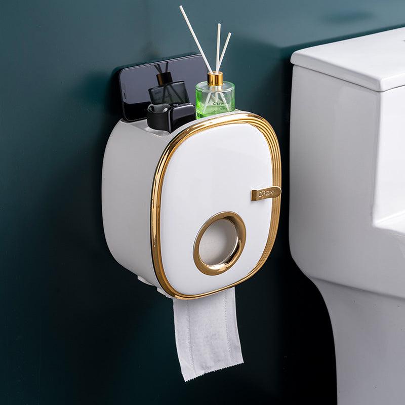 Wall-mounted Punch-free Toilet Paper Extraction Box Storage Rack