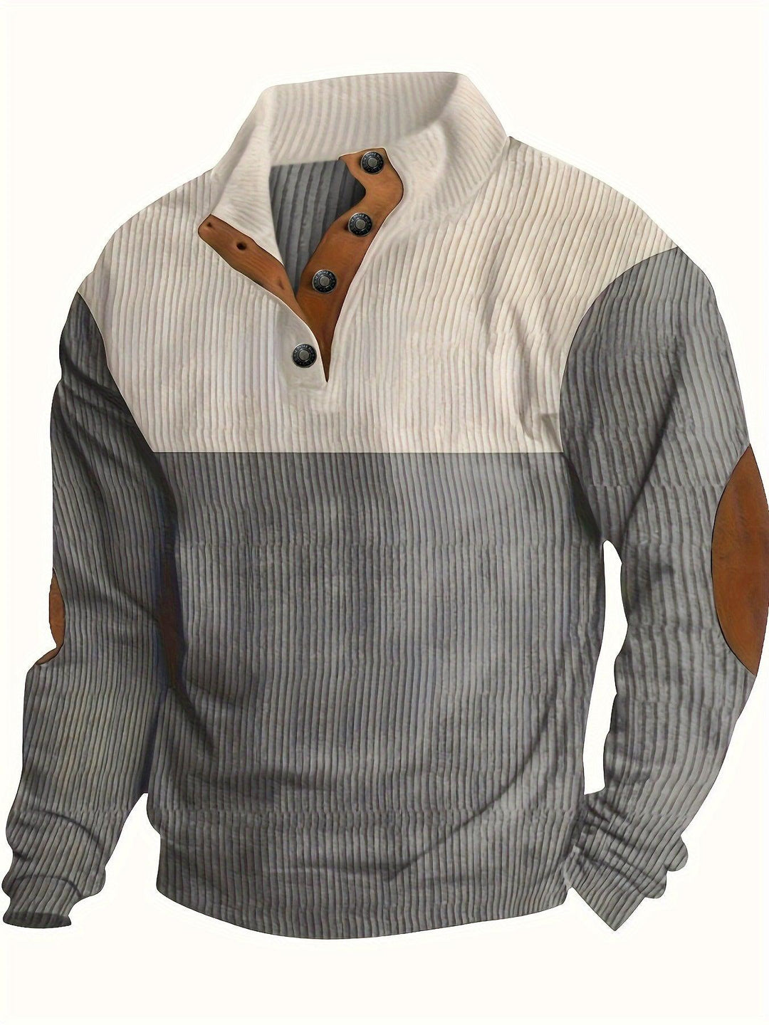 Men's Trendy Patchwork Long Sleeve Henley Shirt-Bennys Beauty World