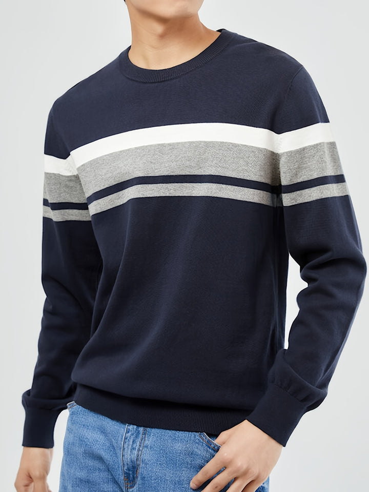 Men's Striped Knitted Pullover Sweater-Sweater-Bennys Beauty World