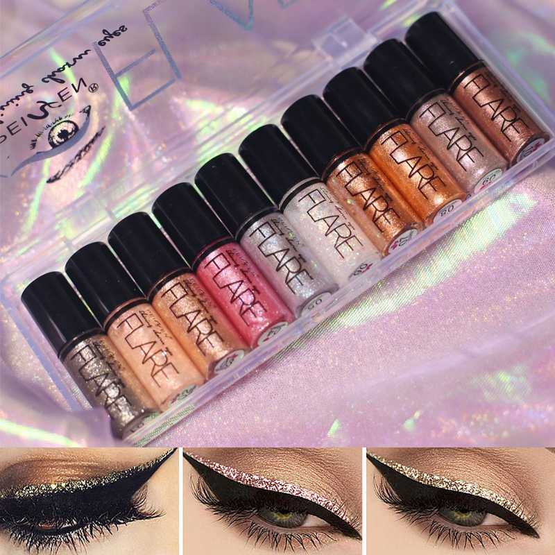 9 Colors Metallic Shiny Eyeshadow Glitter Liquid Eyeliner Bennys Beauty World