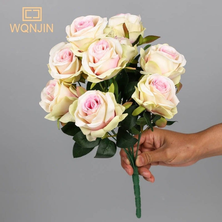 9 Heads Rose Big Bouquet DIY Wedding Party Floral Bunch Bennys Beauty World