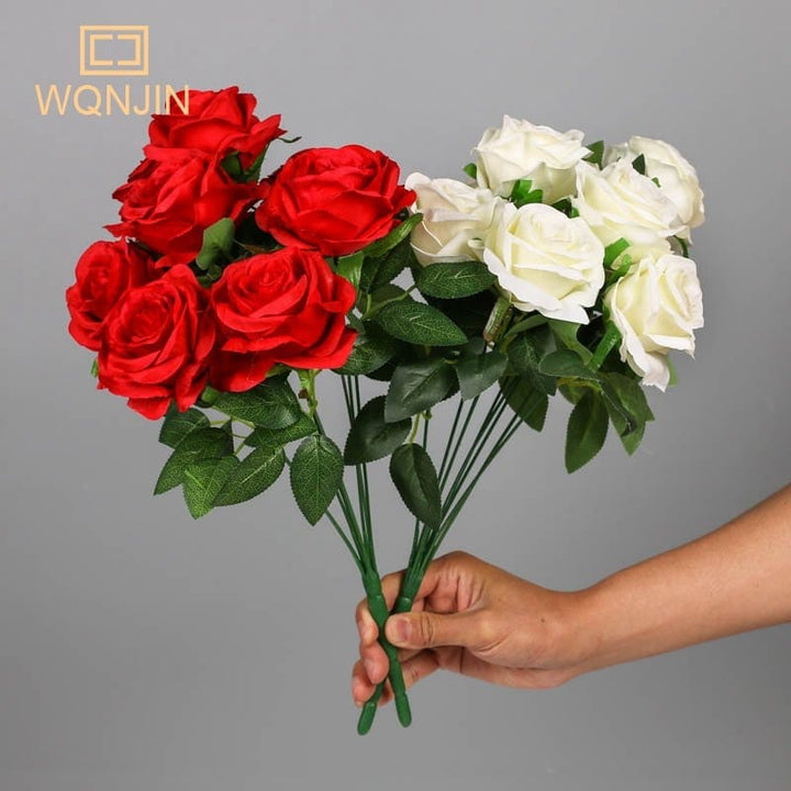 9 Heads Rose Big Bouquet DIY Wedding Party Floral Bunch Bennys Beauty World