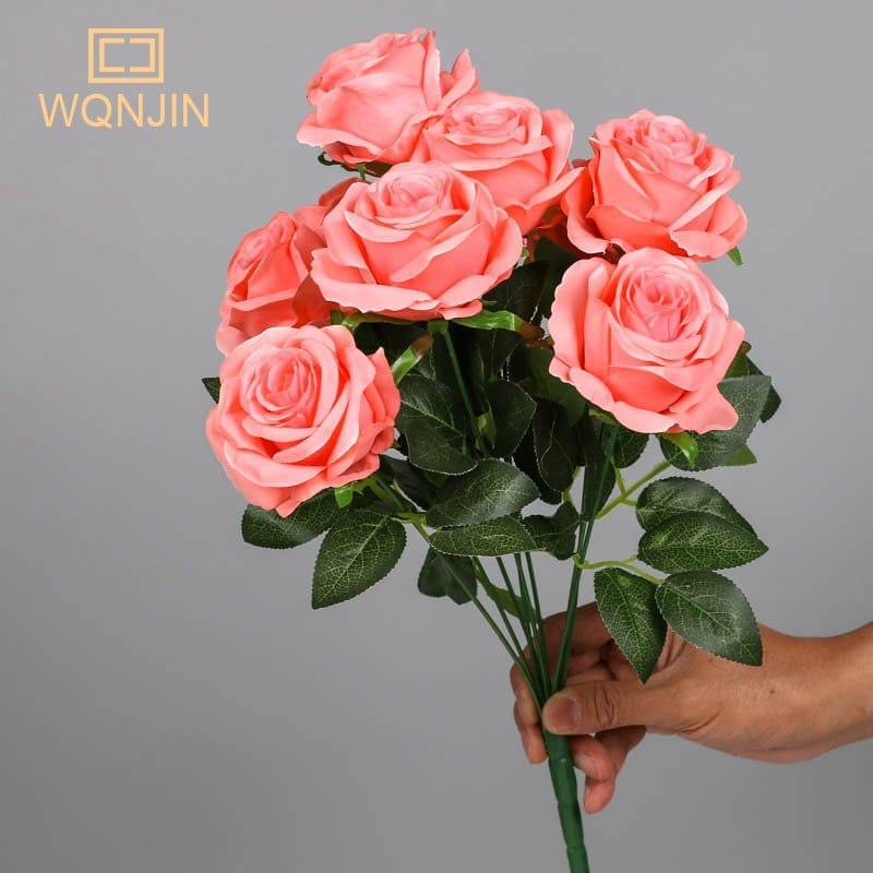 9 Heads Rose Big Bouquet DIY Wedding Party Floral Bunch Bennys Beauty World