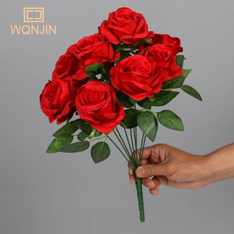 9 Heads Rose Big Bouquet DIY Wedding Party Floral Bunch Bennys Beauty World