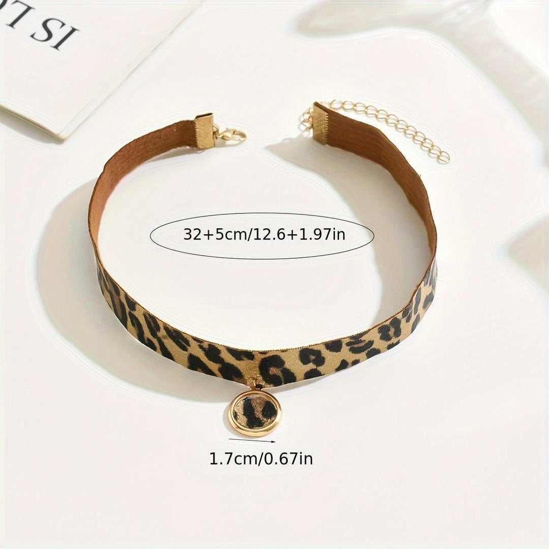 1pc Vintage Hip Hop Style Leopard Print Choker Necklace - Bennys Beauty World