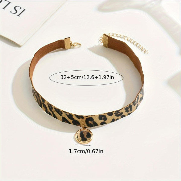 1pc Vintage Hip Hop Style Leopard Print Choker Necklace - Bennys Beauty World