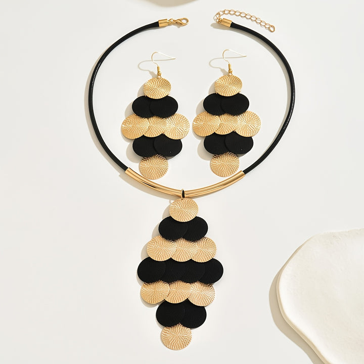 A Stylish Three-Piece Set of Earrings And a Necklace
