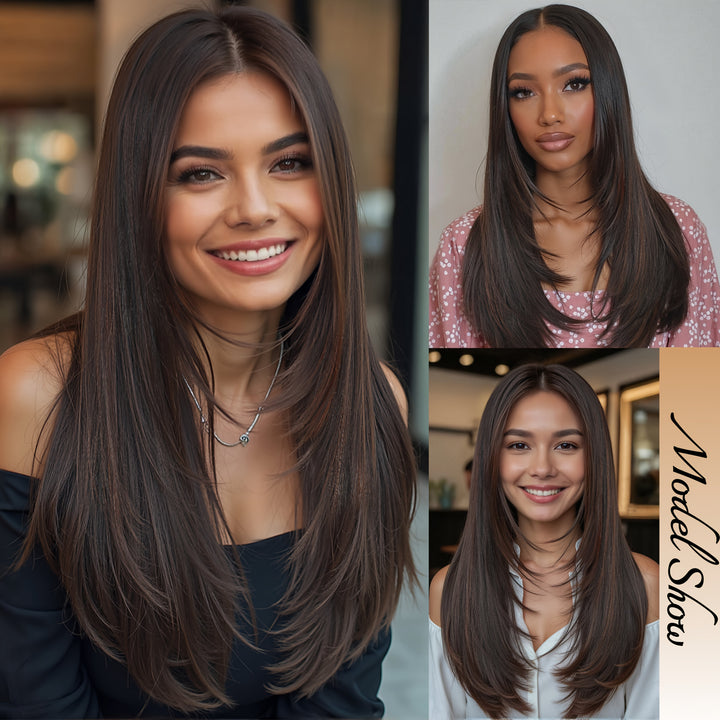 24" Heat Resistant Synthetic Glueless U/V Part Wig