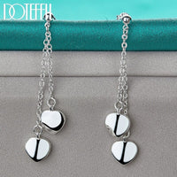 925 Sterling Silver Solid Heart Drop Earrings For Women Bennys Beauty World