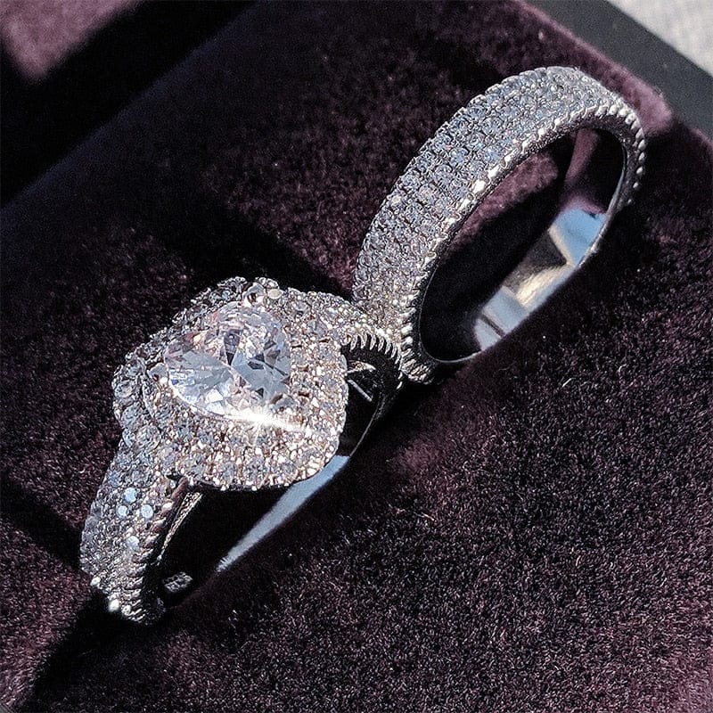 925 sterling silver zircon cut wedding ring set for women – Bennys Beauty  World