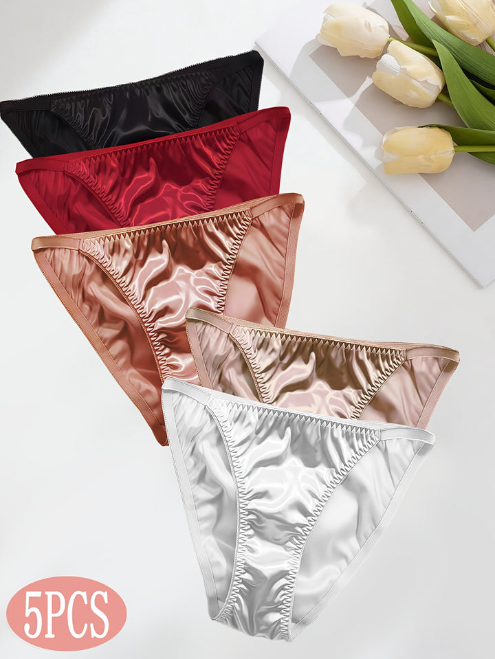 5pcs Luxurious Briefs, Soft and Stretchy, Elastic Panties