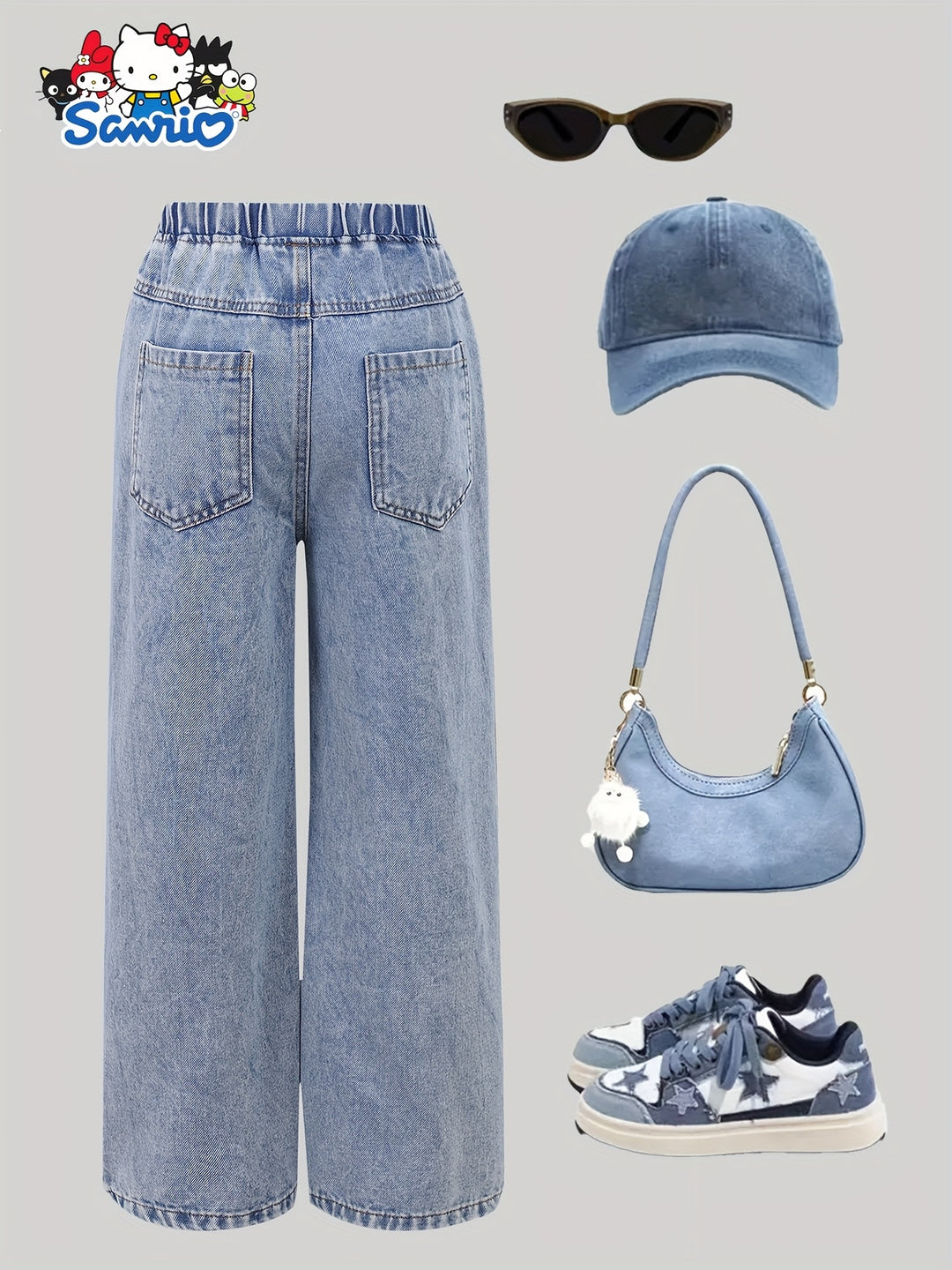 Sanrio Girls' Demim Jeans for Ages 10 to 12