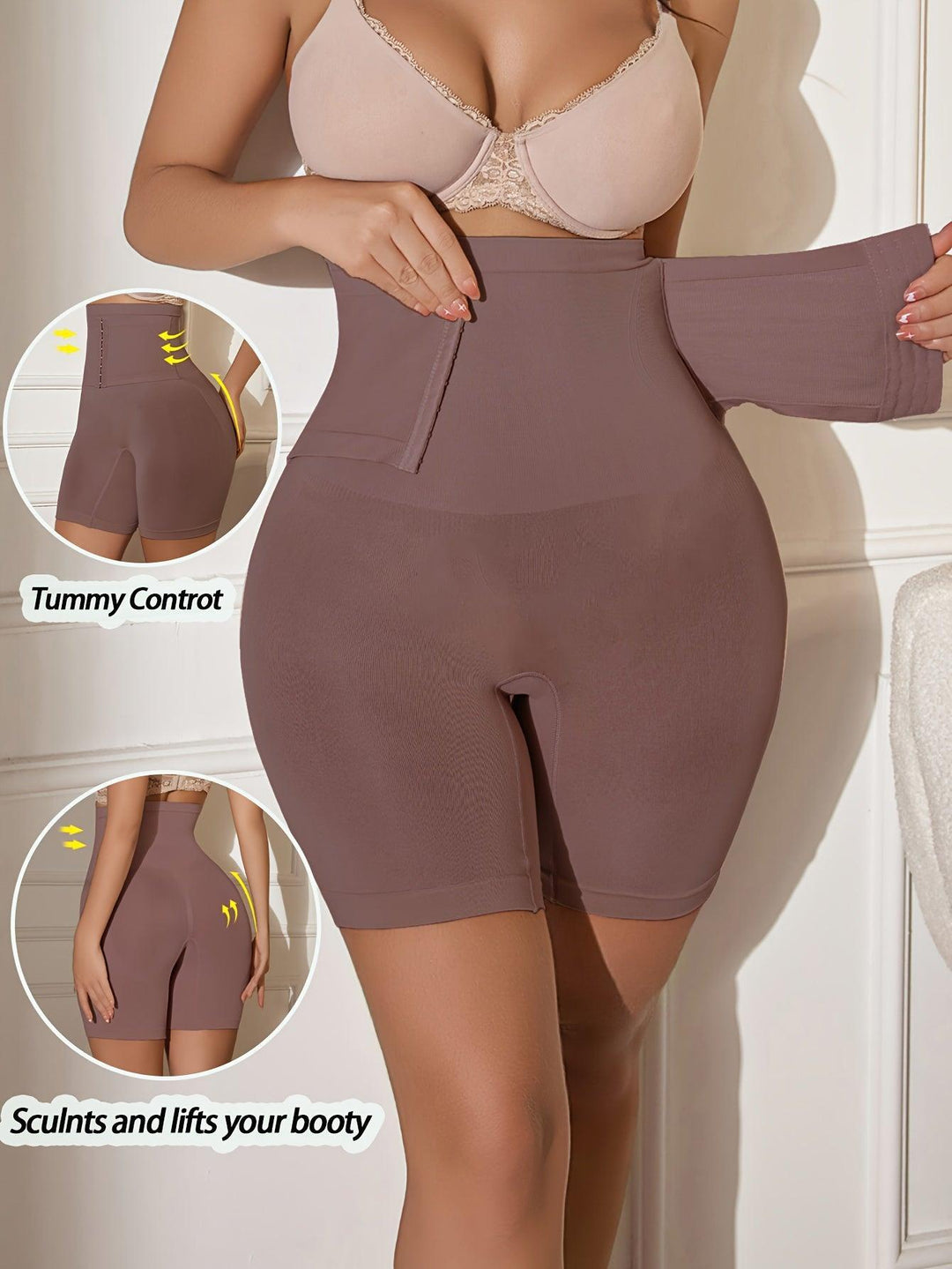1pc High Waist Seamless Abdomen Control Shorts - Bennys Beauty World