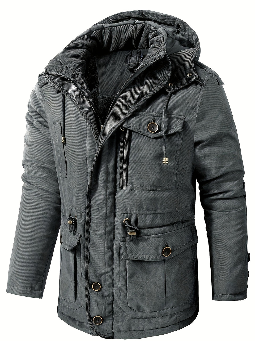 Men's Warm Thick Hooded Winter Cargo Jacket-Jacket-Bennys Beauty World